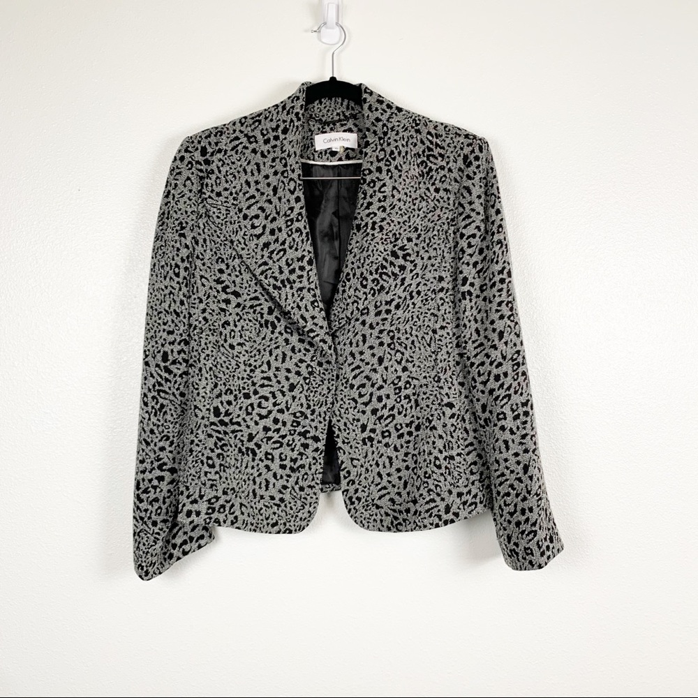 Calvin Klein Animal Print Single Button Blazer